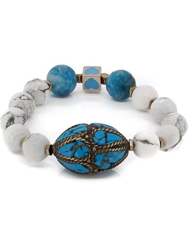Ebru Jewelry Turquoise Chunky Nepal Beaded Bracelet - Blue