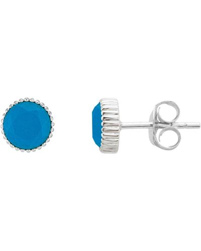 Auree Barcelona Silver December Birthstone Stud Earrings Turquoise - Multicolor
