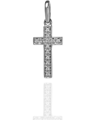 Kaizarin Diamond Studded Mm Cross Pendant Gold - White