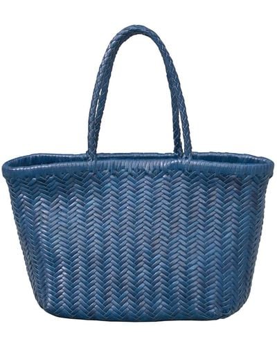 Rimini Leather Beach Bag - Blue