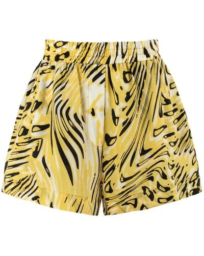 Nocturne High Waist Printed Shorts - Yellow