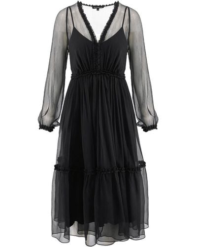Framboise Mulani Midi Silk Dress - Black