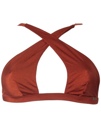 Free Society Wrap Cut Out Bikini Top In Burnt Gold - Red
