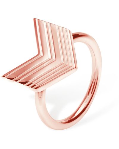 Lucy Quartermaine Art Deco Arrow Ring In Vermeil - Pink