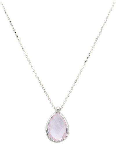 LÁTELITA London Petite Drop Necklace Silver Rose Quartz Hydro - Metallic