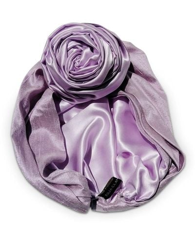 Julia Clancey Edith Silk Satin Reversible Lilac Turban - Purple