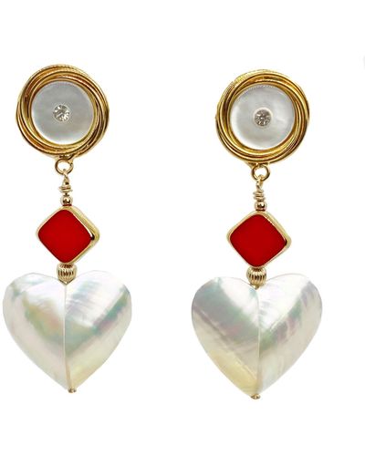 Aracheli Studio Fall In Love Embossed Heart Earrings - White