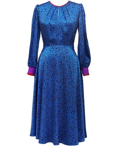 Mellaris Diary Of Jane Cobalt Dress In Leopard Print - Blue