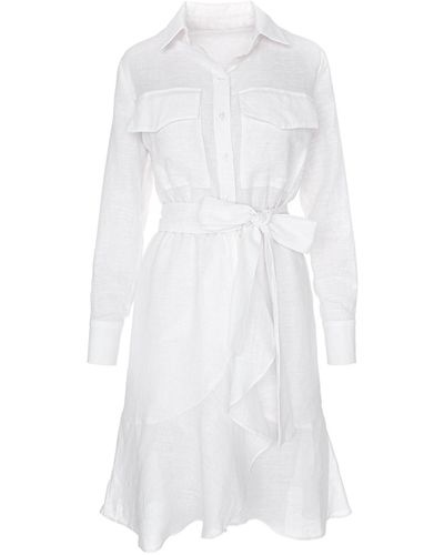 Framboise Carina Midi Linen Dress - White