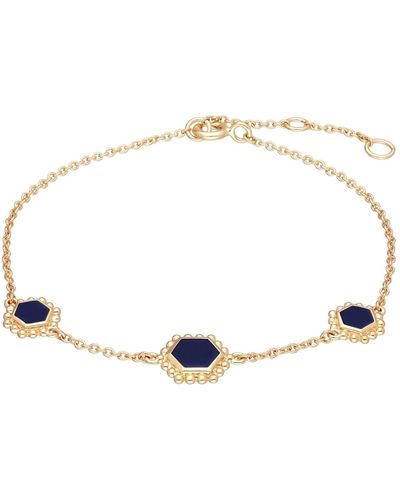 Gemondo Lapis Lazuli Flat Slice Hex Chain Bracelet In Gold Sterling Silver - Blue