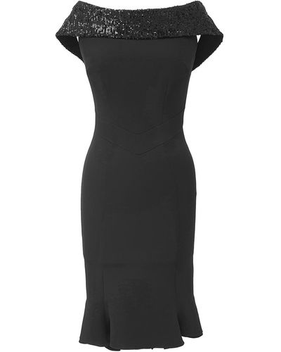 Mellaris Sweet Pea Dress In Crepe And Sequins Collar - Black