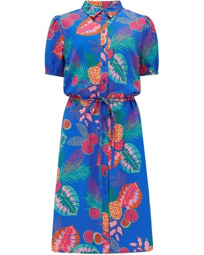 Sugarhill Salma Shirt Dress Multi, Tropical Fruits - Blue