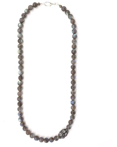 Shar Oke Aquamarine, Labradorite & Diamonds Beaded Necklace - Metallic