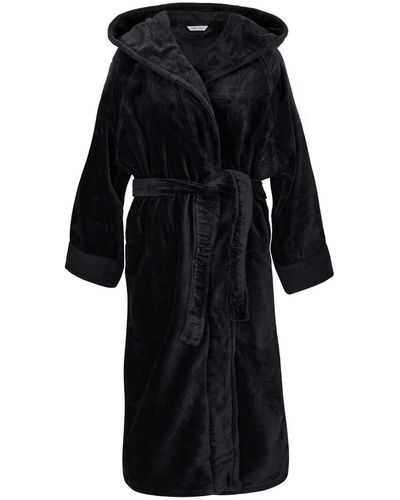 Pasithea Sleep Organic Cotton Hooded Robe - Black