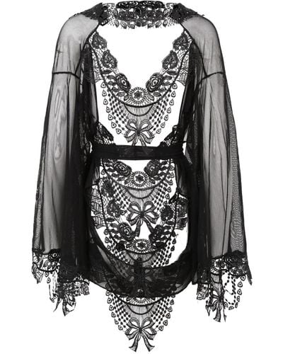 Belle -et-BonBon Bisoux Venetian Lace Kimono - Black