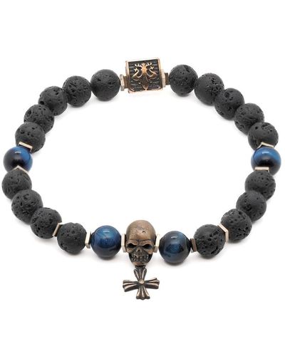 Ebru Jewelry Skull Fleur De Lis Bracelet - Black