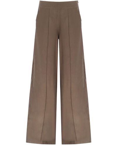 Mirimalist Khaki Cupro Maxi Trousers - Brown