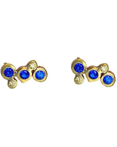 Lily Flo Jewellery Electric Slide Blue And Yellow Sapphire Earrings