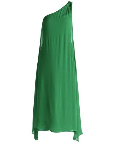 Paisie One Shoulder Flowy Dress In - Green