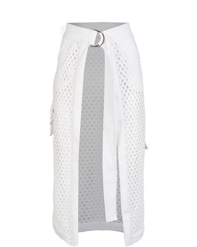 Balletto Athleisure Couture Perforated Accessory Skirt Bianco - White