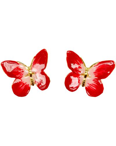 The Pink Reef Oversized Glassine Butterfly In & Pink Pearl - Red