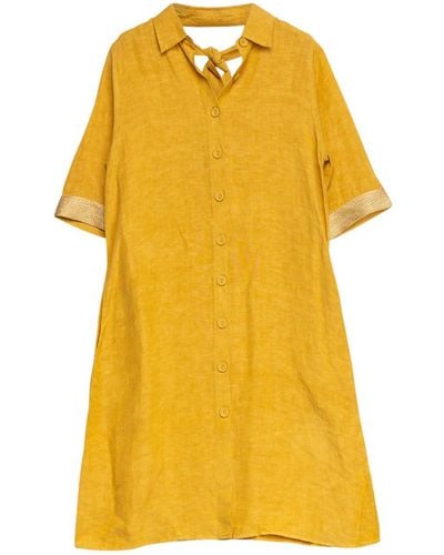 Niza Short Shirt Dress With Slight Flared Silhouette Mustard - Yellow