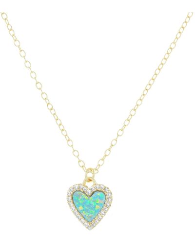 KAMARIA Mini Opal Heart Necklace With Crystals - Metallic