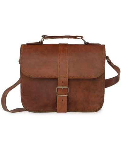 VIDA VIDA Vida Vintage Mini Leather Day Bag - Brown