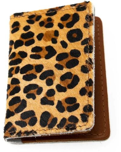 N'damus London Bishopsgate Leopard Print Leather Credit Card Holder - Metallic