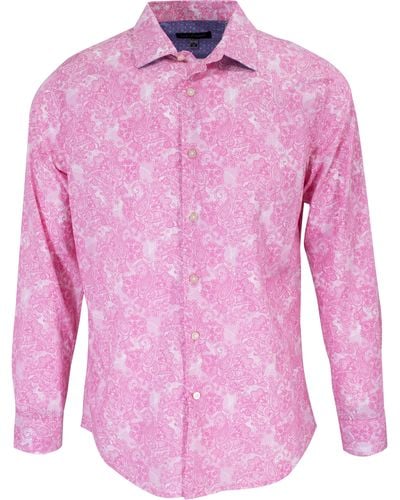 lords of harlech Nigel Paisley Wave Shirt In Pink