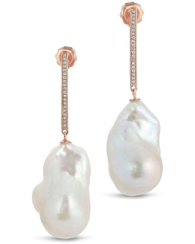 NAiiA Michelle Pearl & Diamond Earrings - White