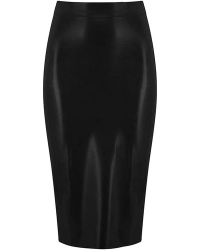 Elissa Poppy Latex Midi Skirt - Black