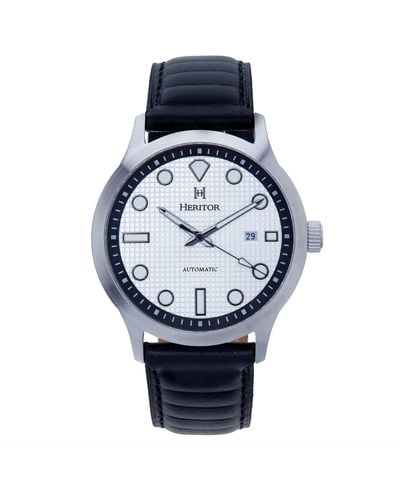 Heritor Bradford Leather-band Watch With Date - Blue