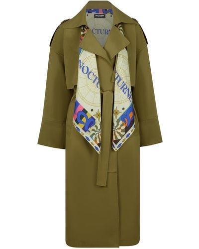 Nocturne Double Breasted Trench Coat - Green