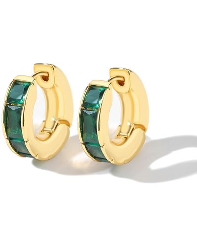 Classicharms Gold Square-cut Emerald huggie Earrings - Metallic