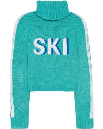 Ellsworth & Ivey Cropped Ski Turtleneck Sweater - Blue