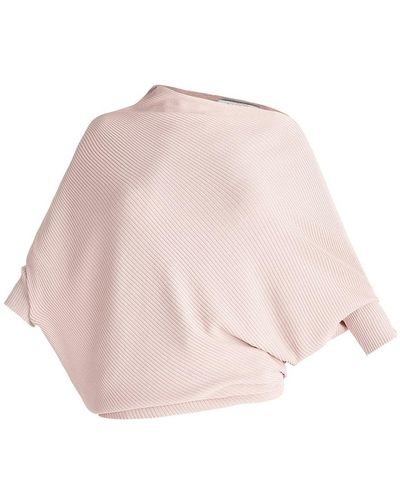 Paisie Ribbed Draped Knitted Top In Pink