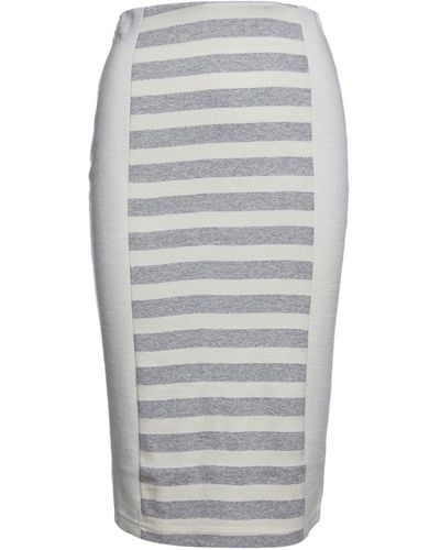 Conquista Ecru & Striped Pencil Skirt - Grey