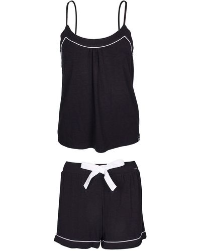 Pretty You London Bamboo Cami & Short Pajama Set In - Black