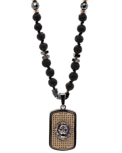 Ebru Jewelry Black Lion Necklace - Metallic