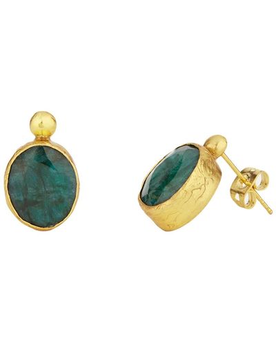 Ottoman Hands Siena Emerald Stud Earrings - Blue