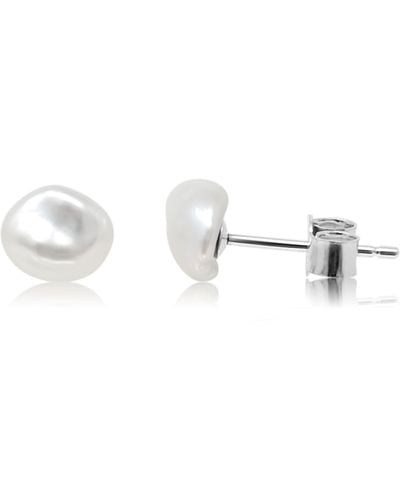 Kiri & Belle Mini Dot Keshi Pearl Sterling Stud Earrings - Metallic