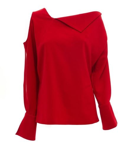 Julia Allert Designer One Shoulder Blouse - Red