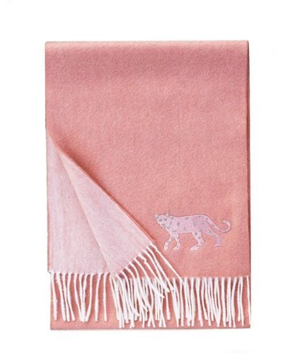 Jessie Zhao New York Double Face Scarf With Leopard Embroidery - Pink