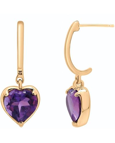 Miki & Jane Amethyst Heart Dangle Earrings - Metallic
