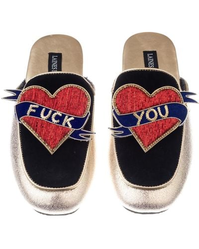 Laines London Classic Mules With Fuck You Brooches - Multicolour