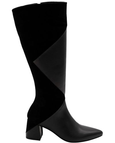 Stivali New York Bari Boots In Leather And Suede - Black