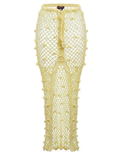 Andreeva Yellow Handmade Crochet Skirt - Metallic