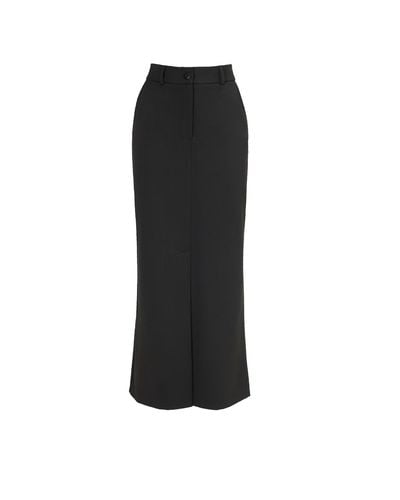 Julia Allert Pencil Maxi Skirt With Front Slit - Black