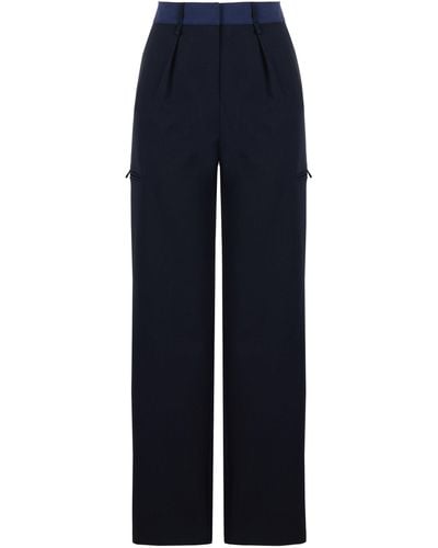 Nocturne Navy High-waisted Trousers - Blue